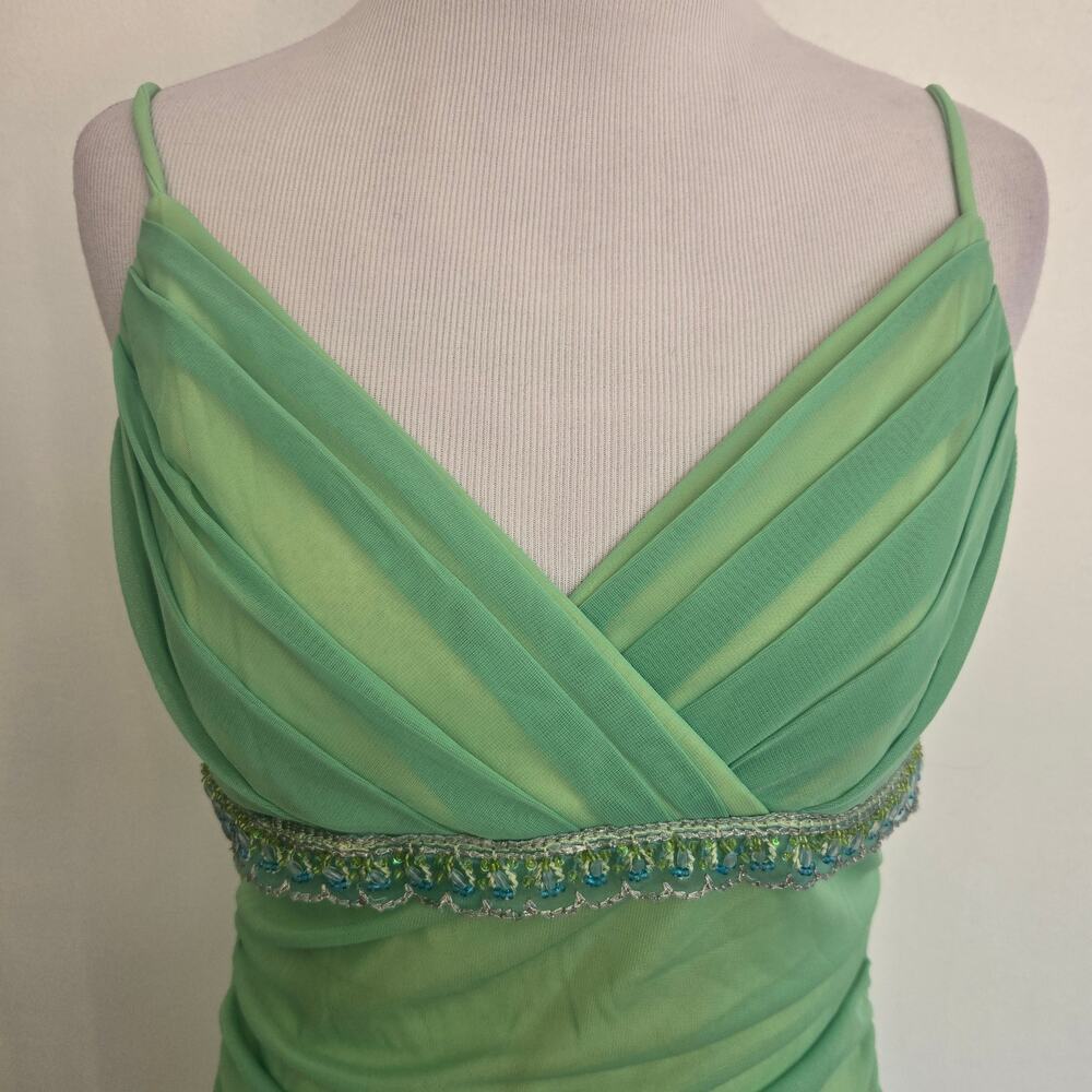 Vintage Y2K Babydoll Fairy Mesh Dress Prom Beaded City Triangles Women Small - Picture 4 of 15